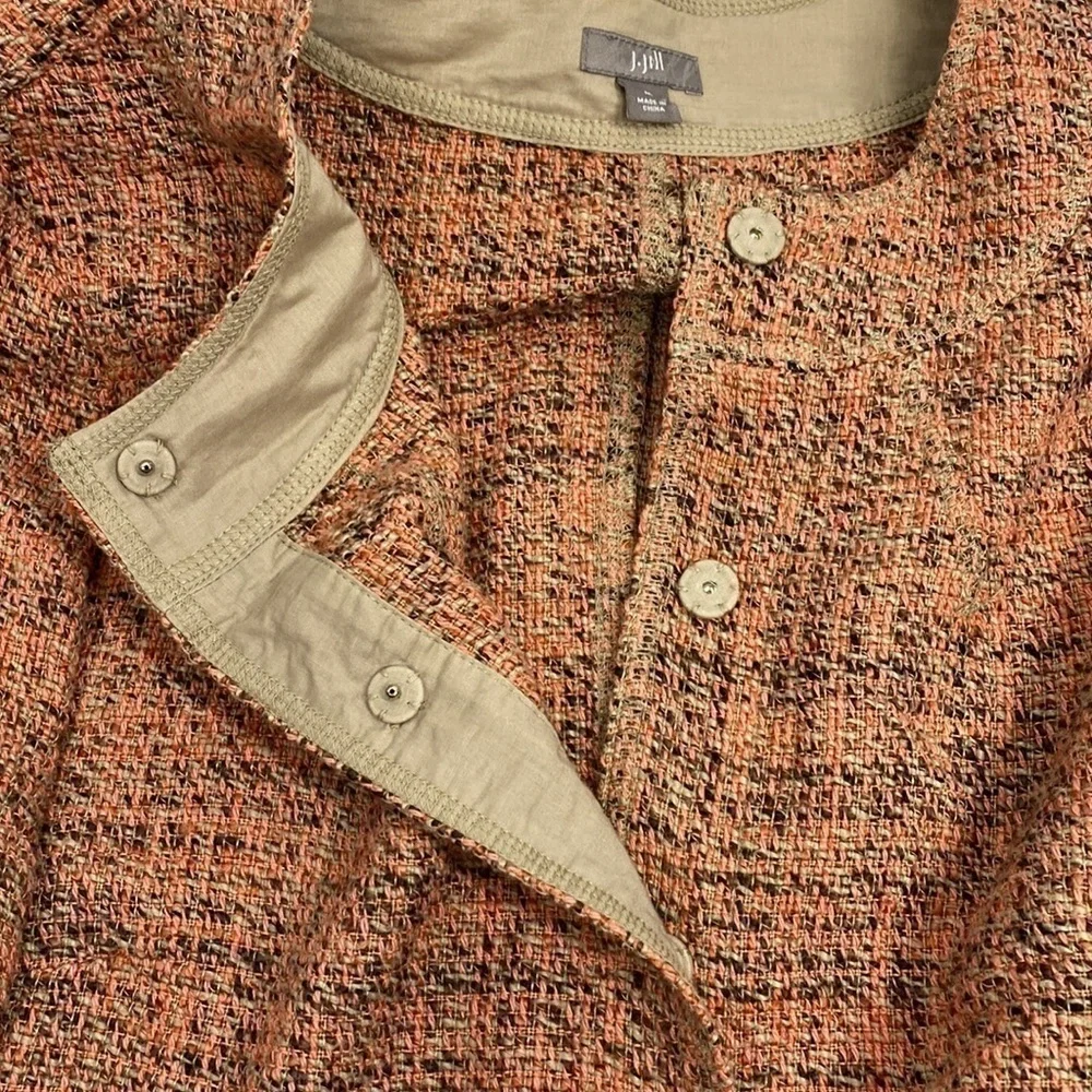 J.Jill Pink Snap Tweed Blazer Jacket Size Medium